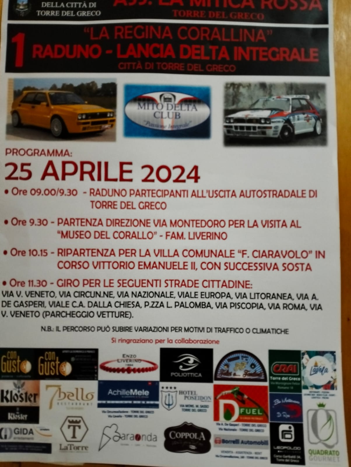TORRE DEL GRECO. Due raduni automobilisti il 25 e il 28 aprile
